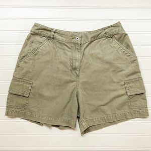 High Waisted Olive Green Cargo Shorts